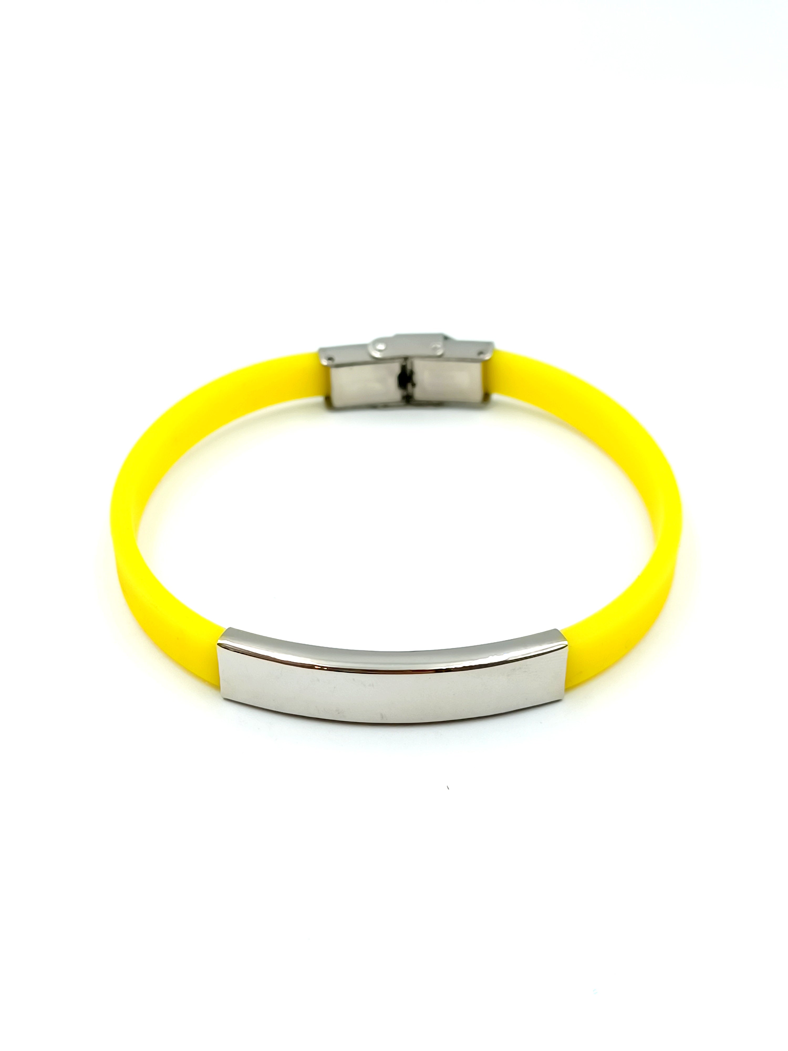 Bracciale personalizzabile in silicone e acciaio, giallo