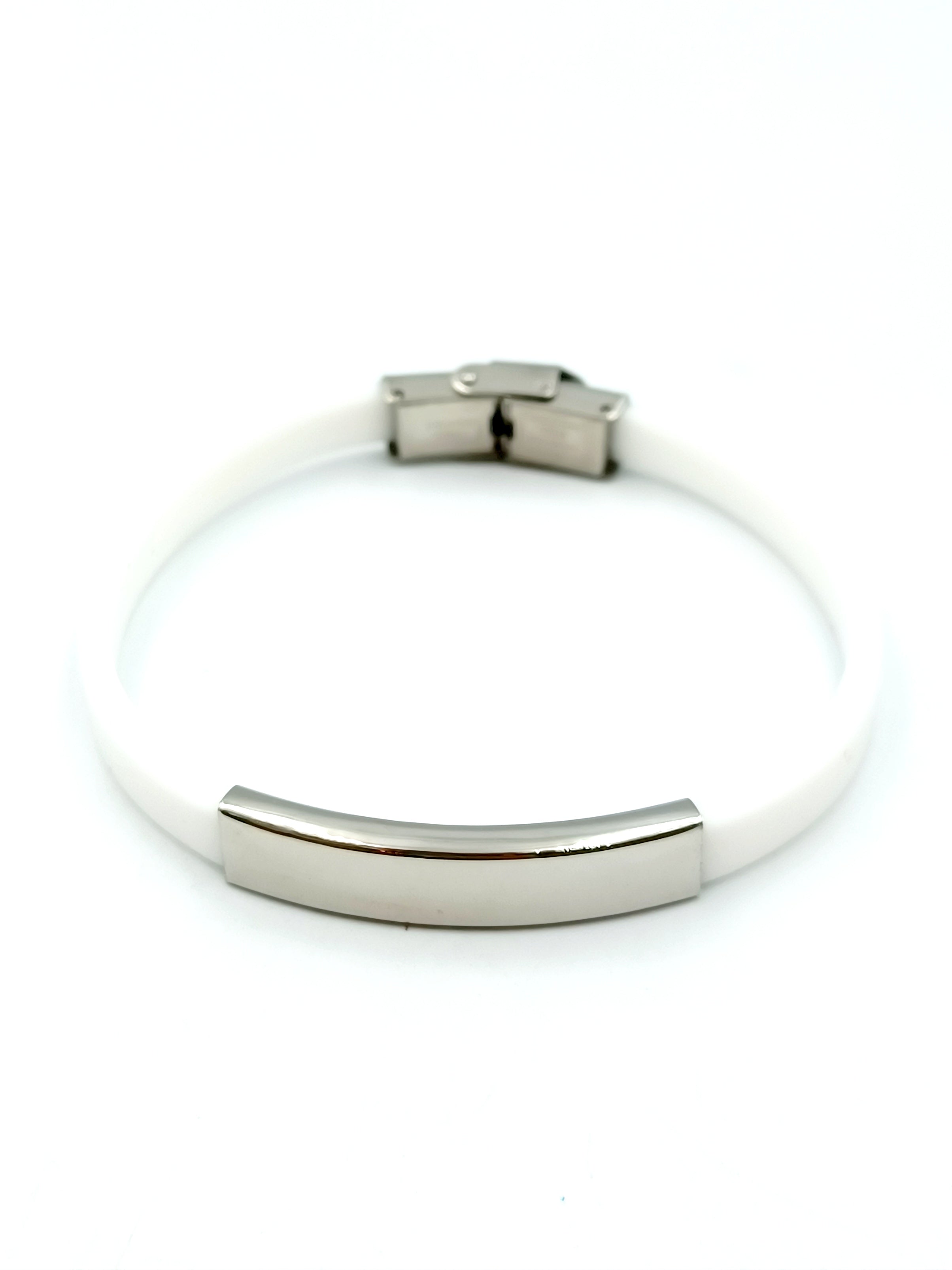 Bracciale personalizzabile in silicone e acciaio, bianco