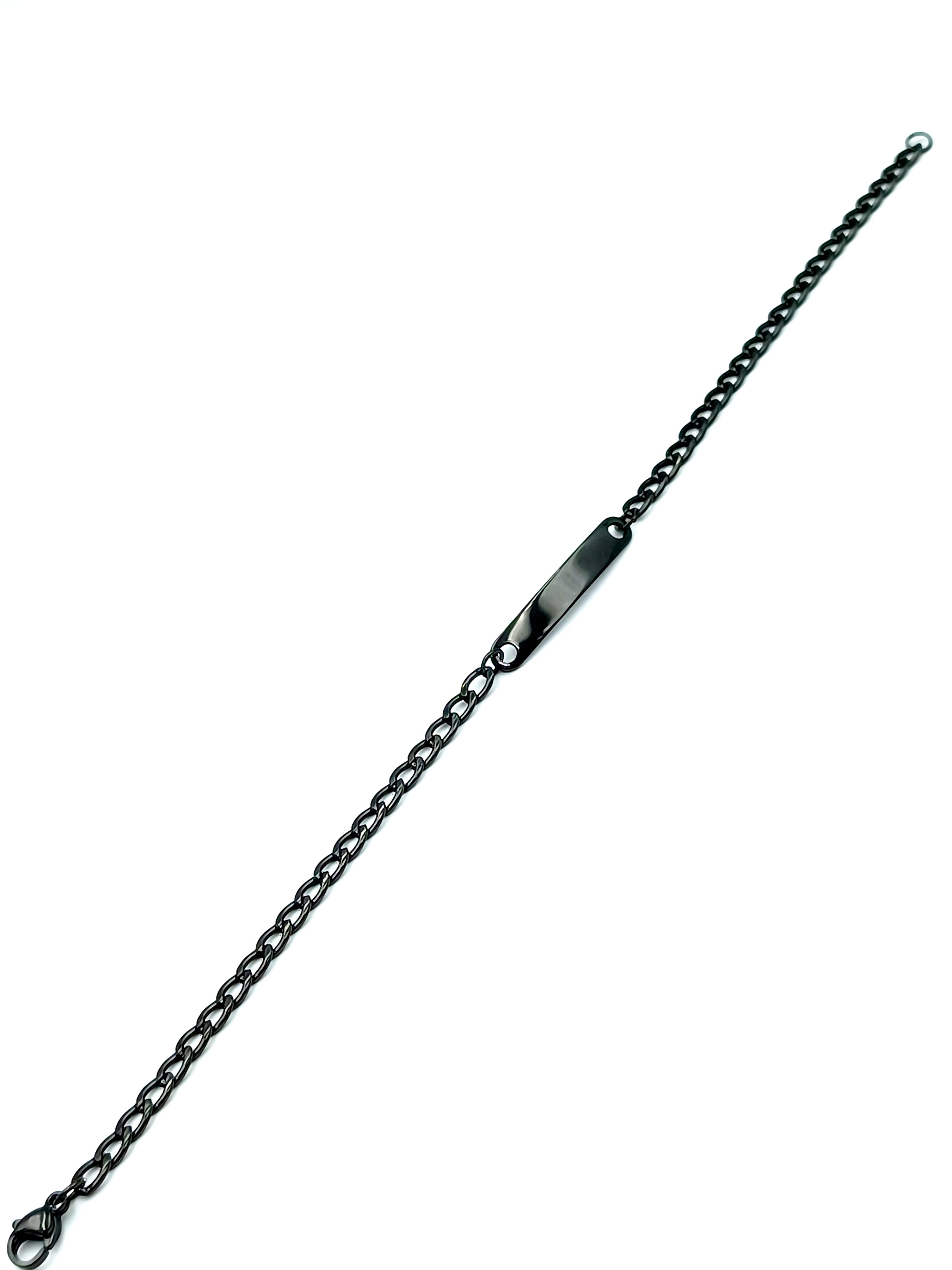 bracciale in acciaio nero con piastrina