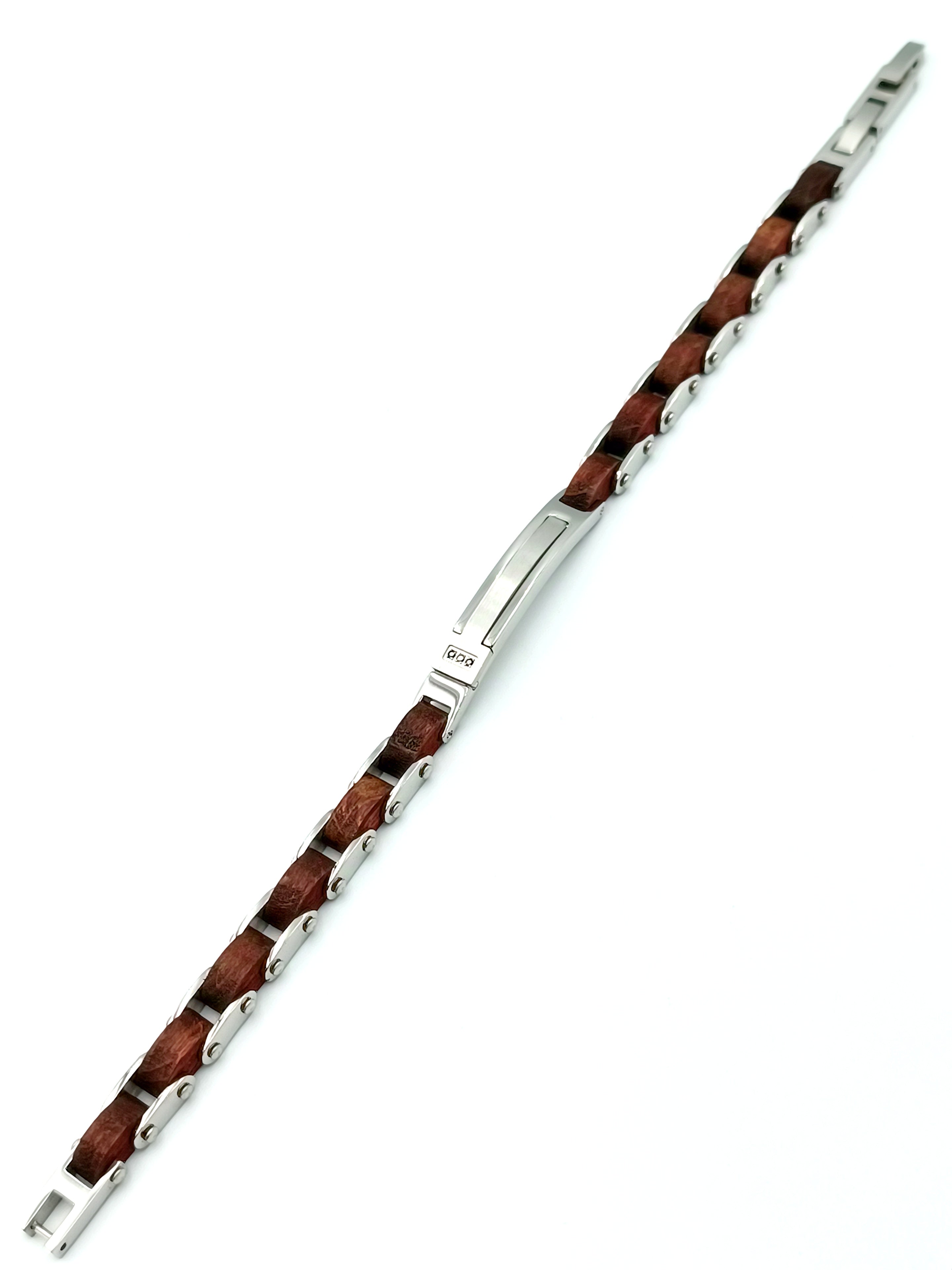 Bracciale in legno e piastrina zirconi