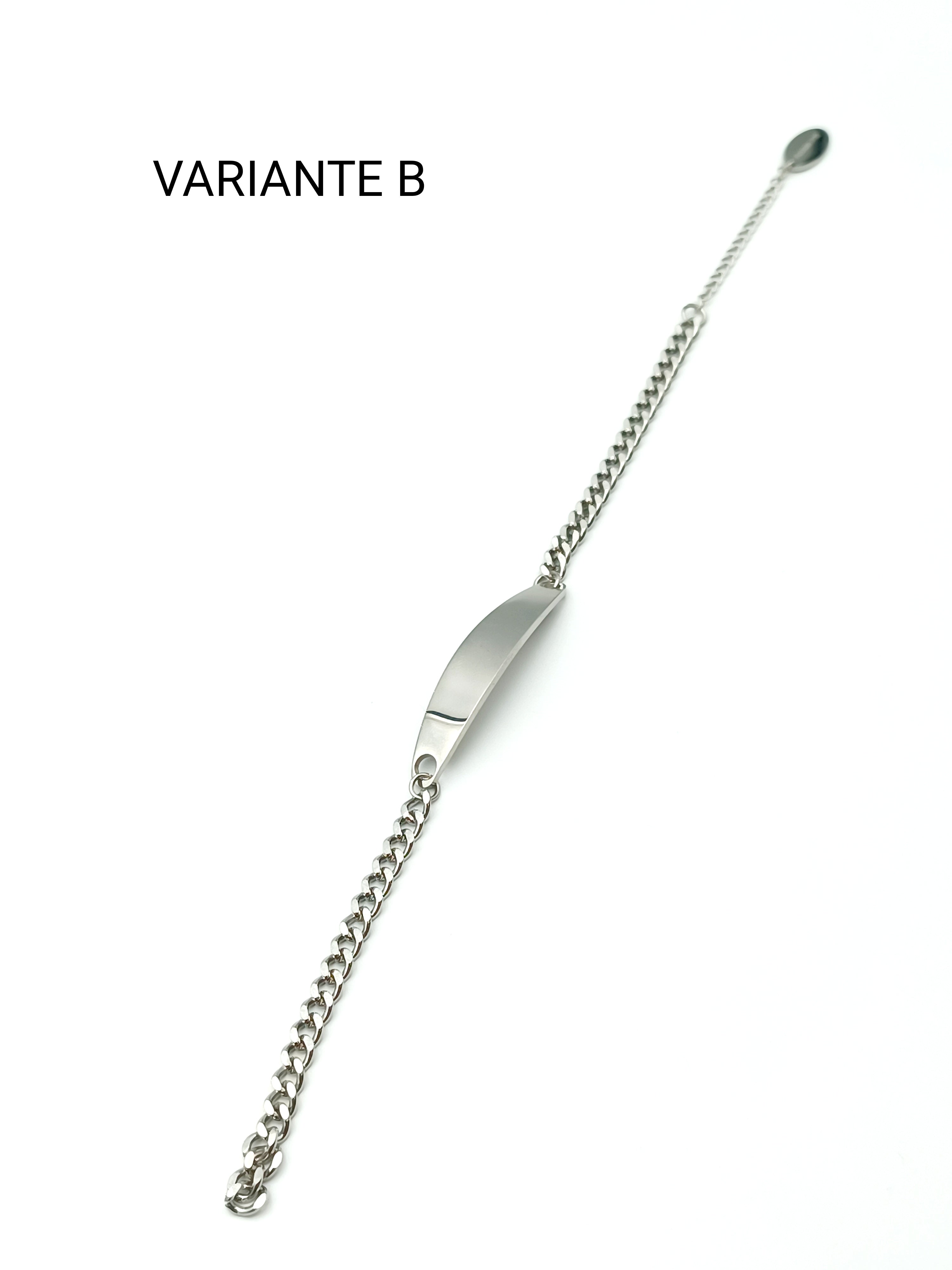 Bracciale in acciaio con piastrina B