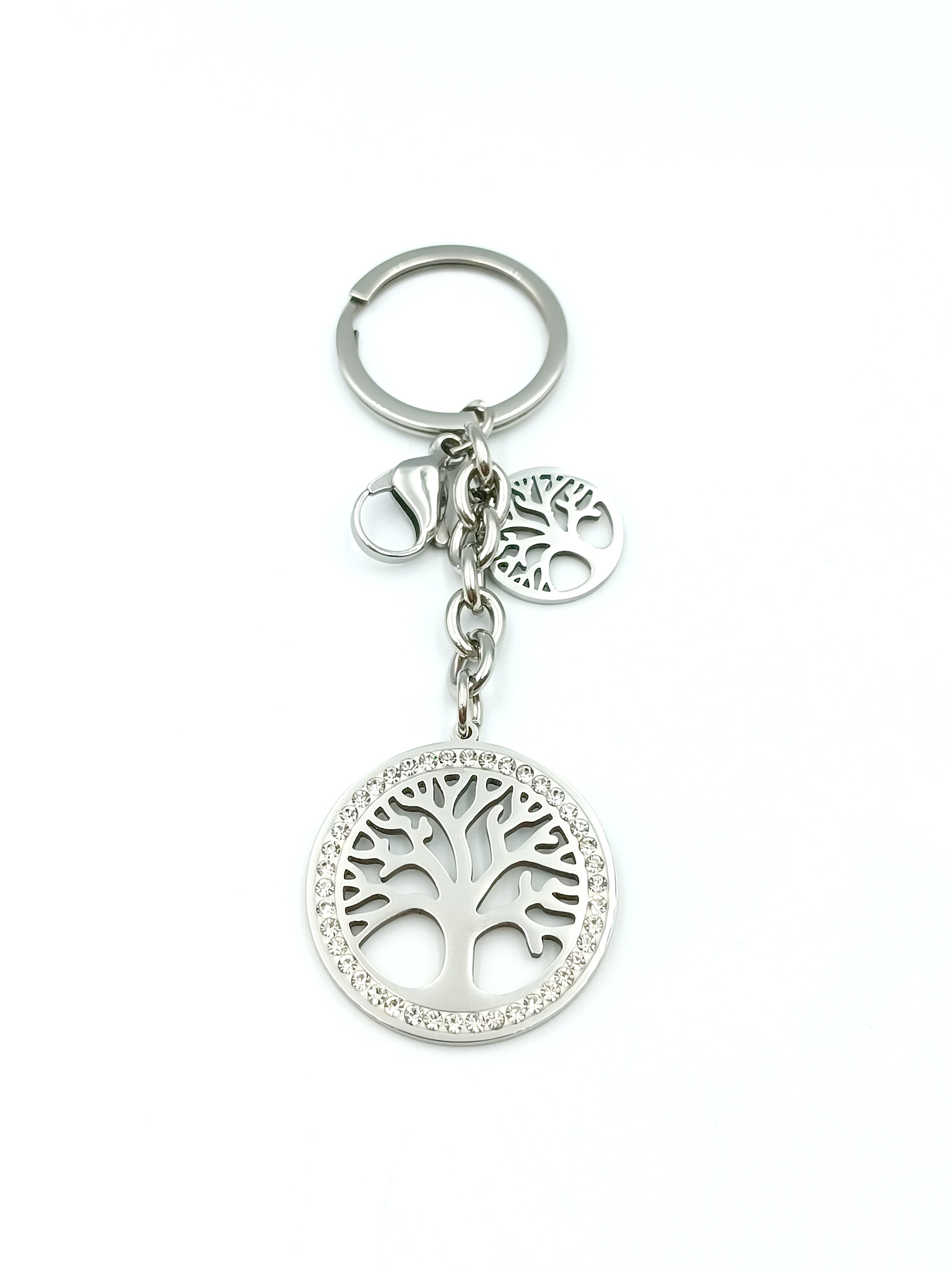 portachiavi albero della vita con strass in acciaio