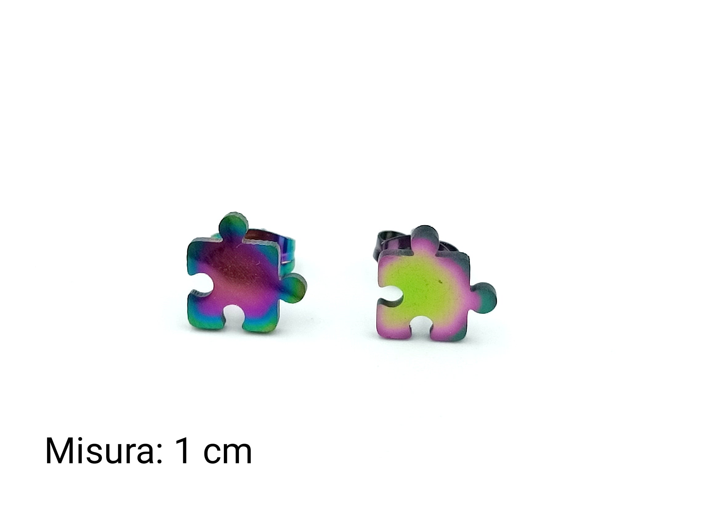Orecchini puzzle arcobaleno in acciaio