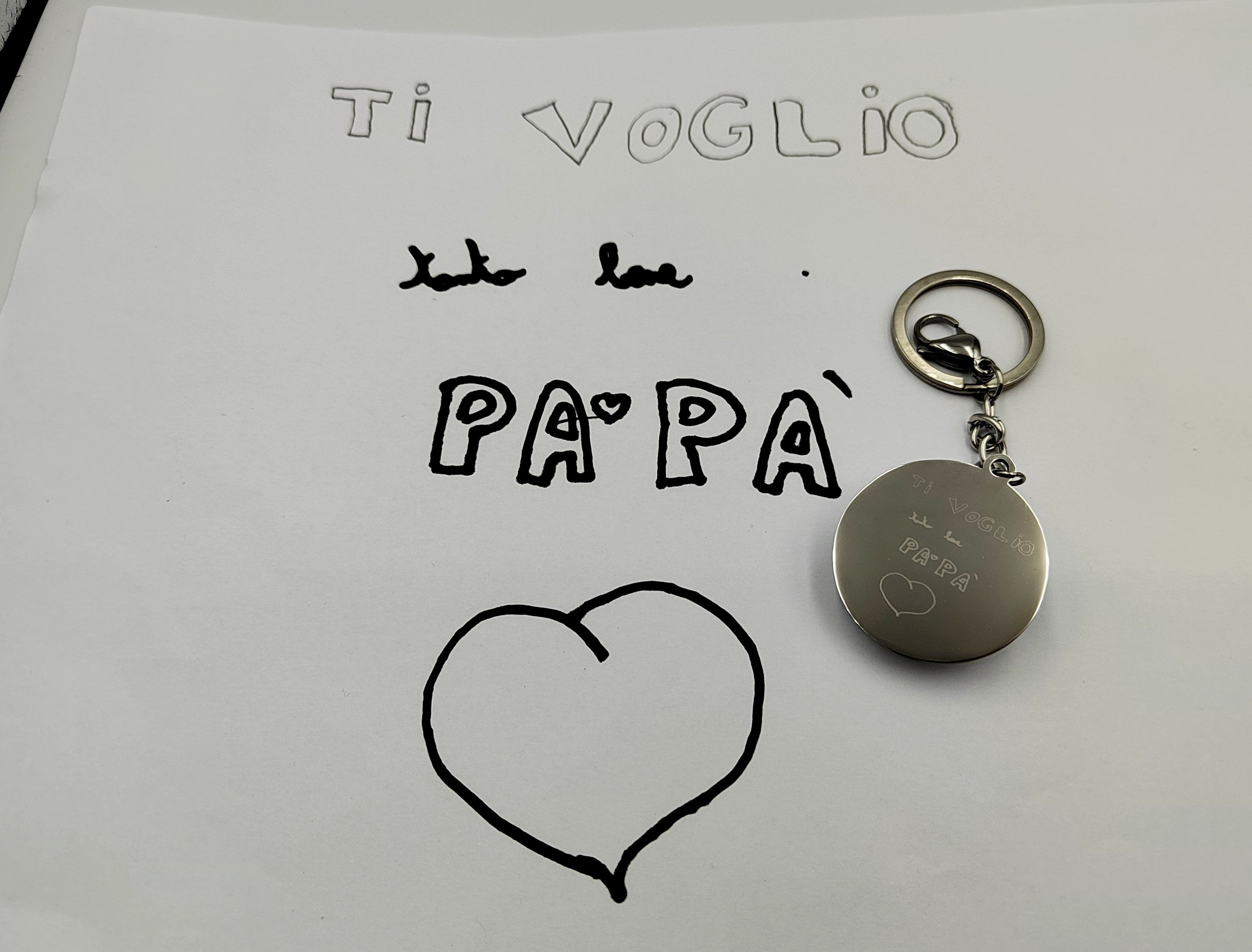 portachiavi con fotoincisione papà ti voglio bene