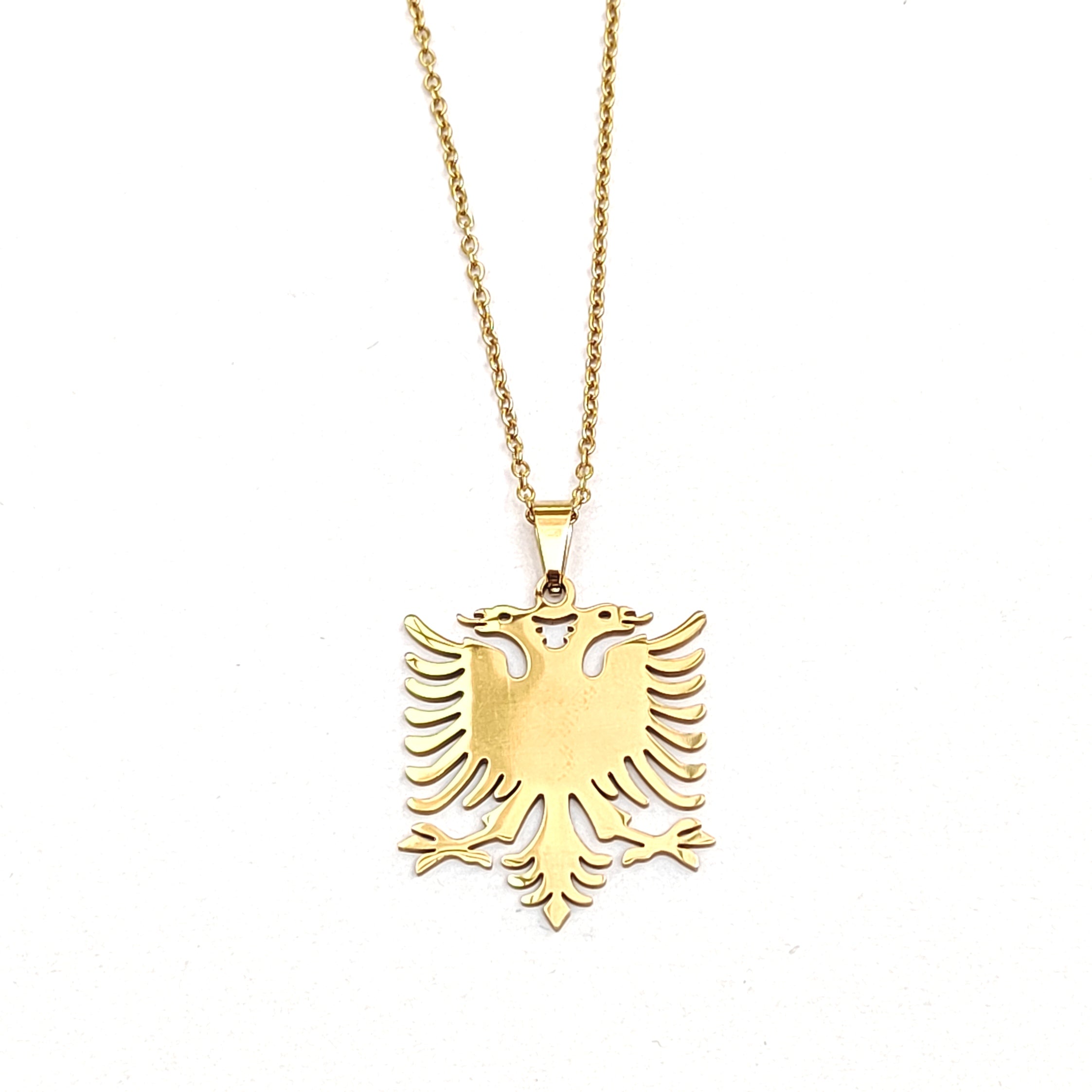 collana catena semplice in acciaio gold aquila a due teste Albania