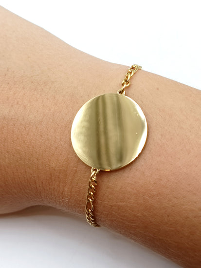 Bracciale con fotoincisione in acciaio gold, grande