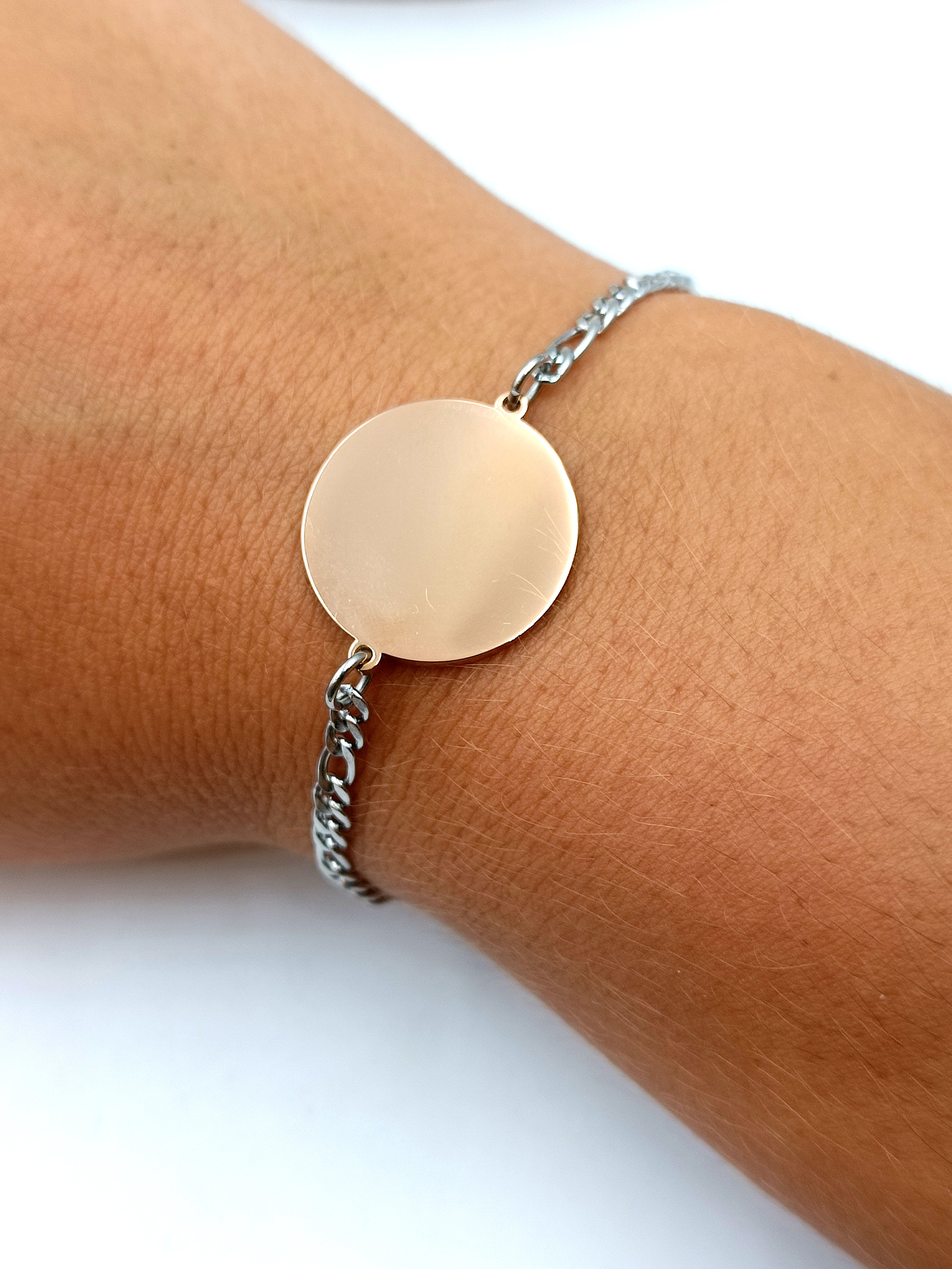 Bracciale con fotoincisione in acciaio rose gold, medio