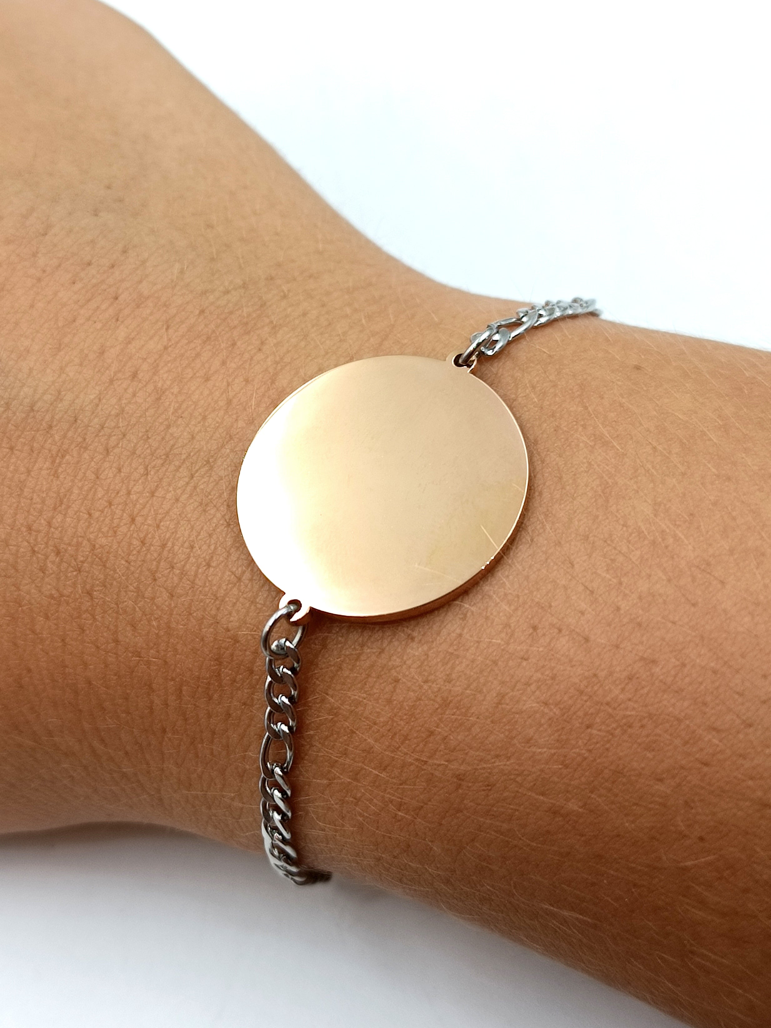 Bracciale con fotoincisione in acciaio rose gold, grande