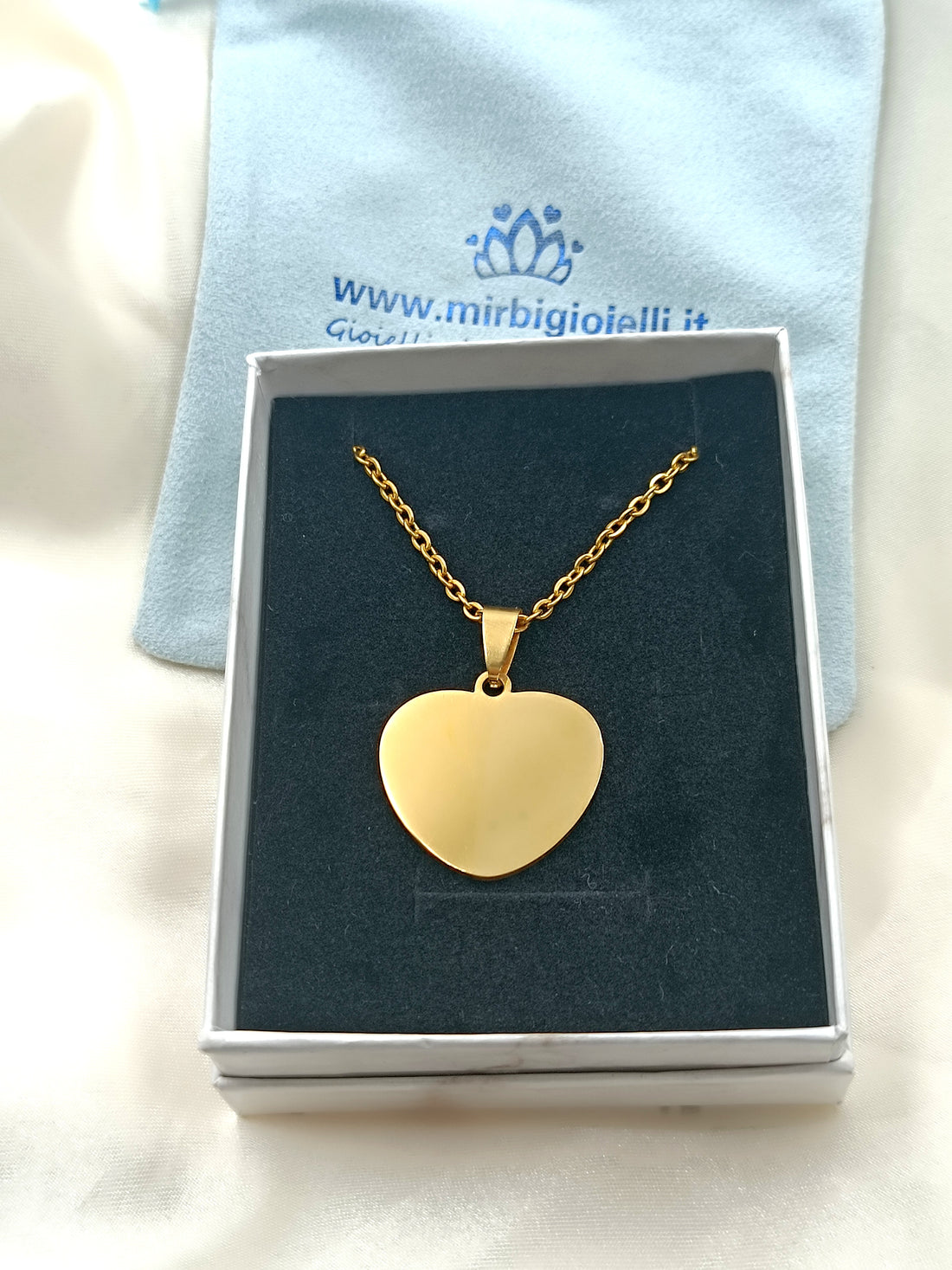 Collana con cuore rotondo medio gold