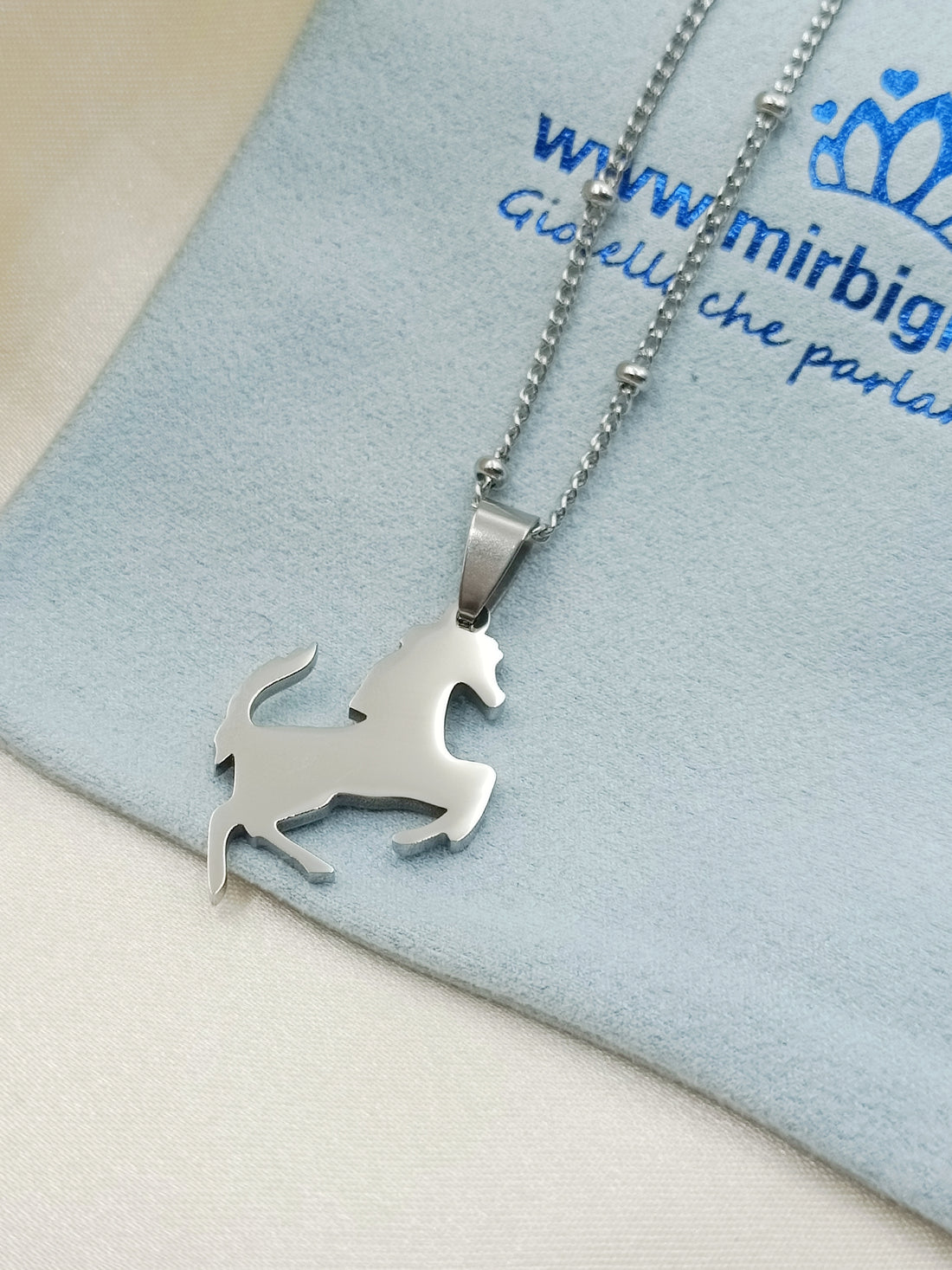 Collana Con Ciondolo Cavallo In Argento, Pietra Trasparente - Gioiello Per Amanti Dei Cavalli, Regalo Per Donna E Ragazza