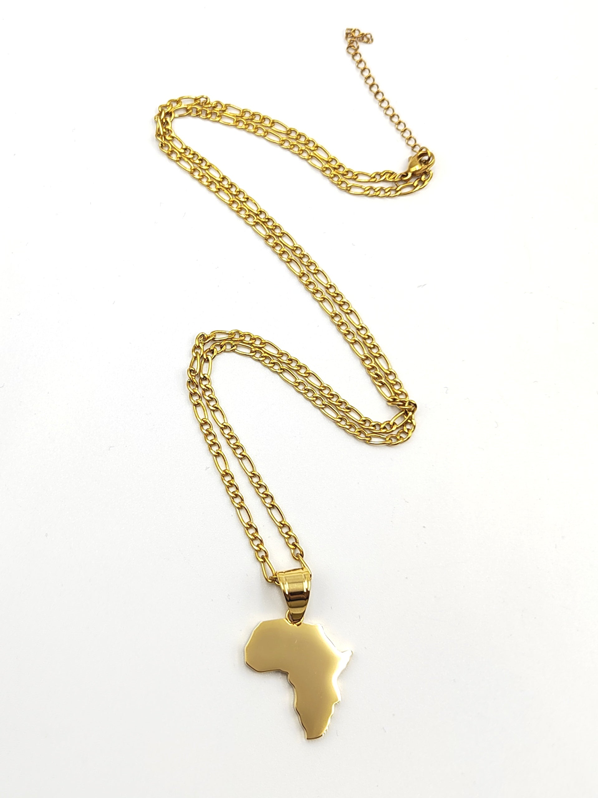 collana in acciaio gold con ciondolo Africa