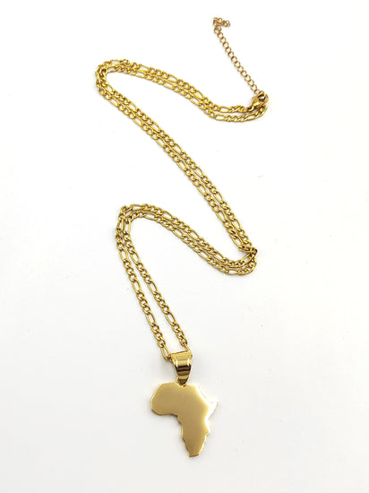 collana in acciaio gold con ciondolo Africa