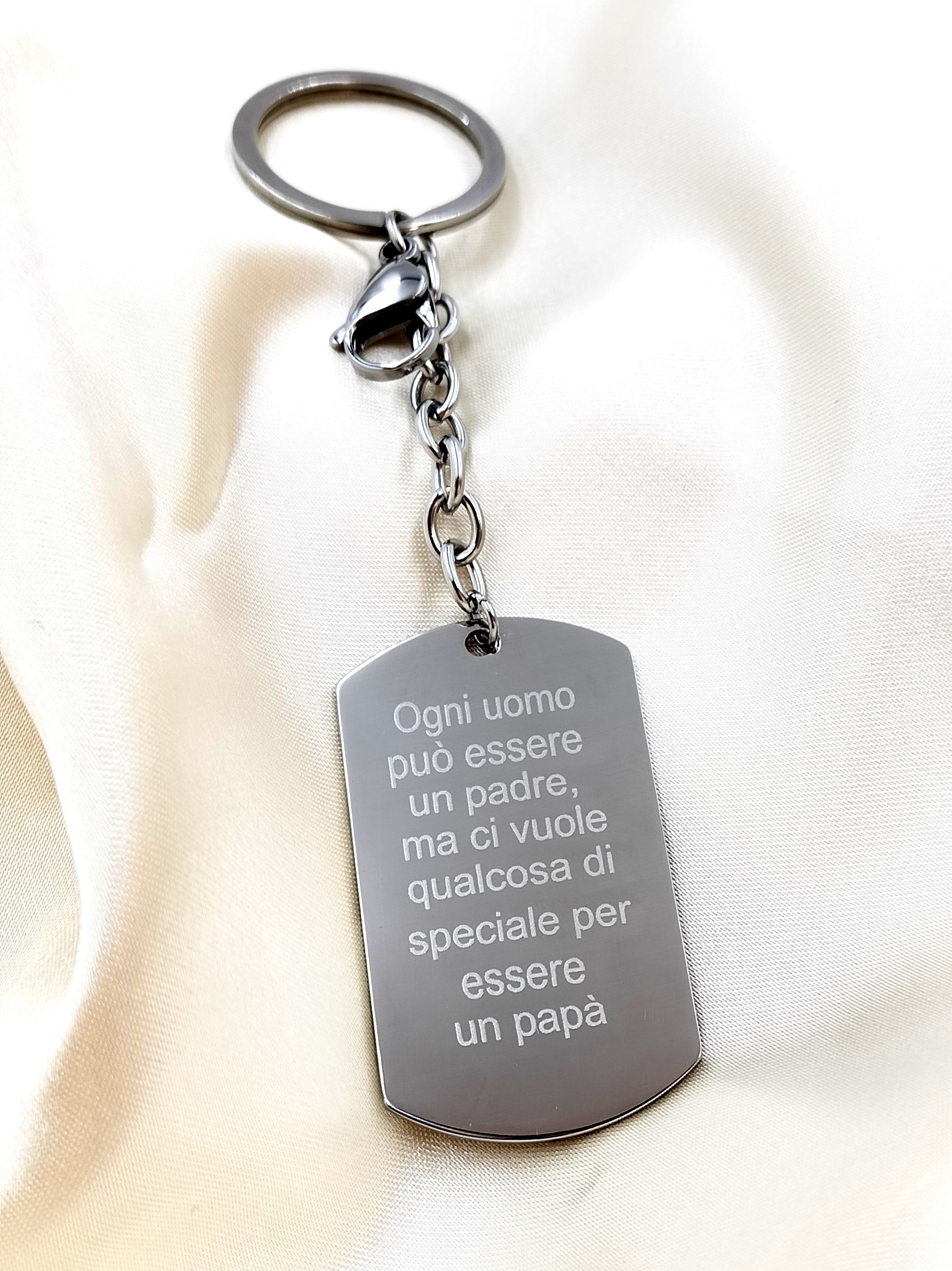 portachiavi in acciaio festa del papà frase