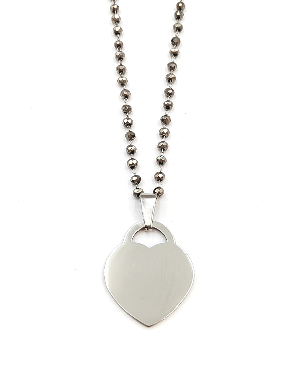 collana a cuore lucchetto cristalli grigi