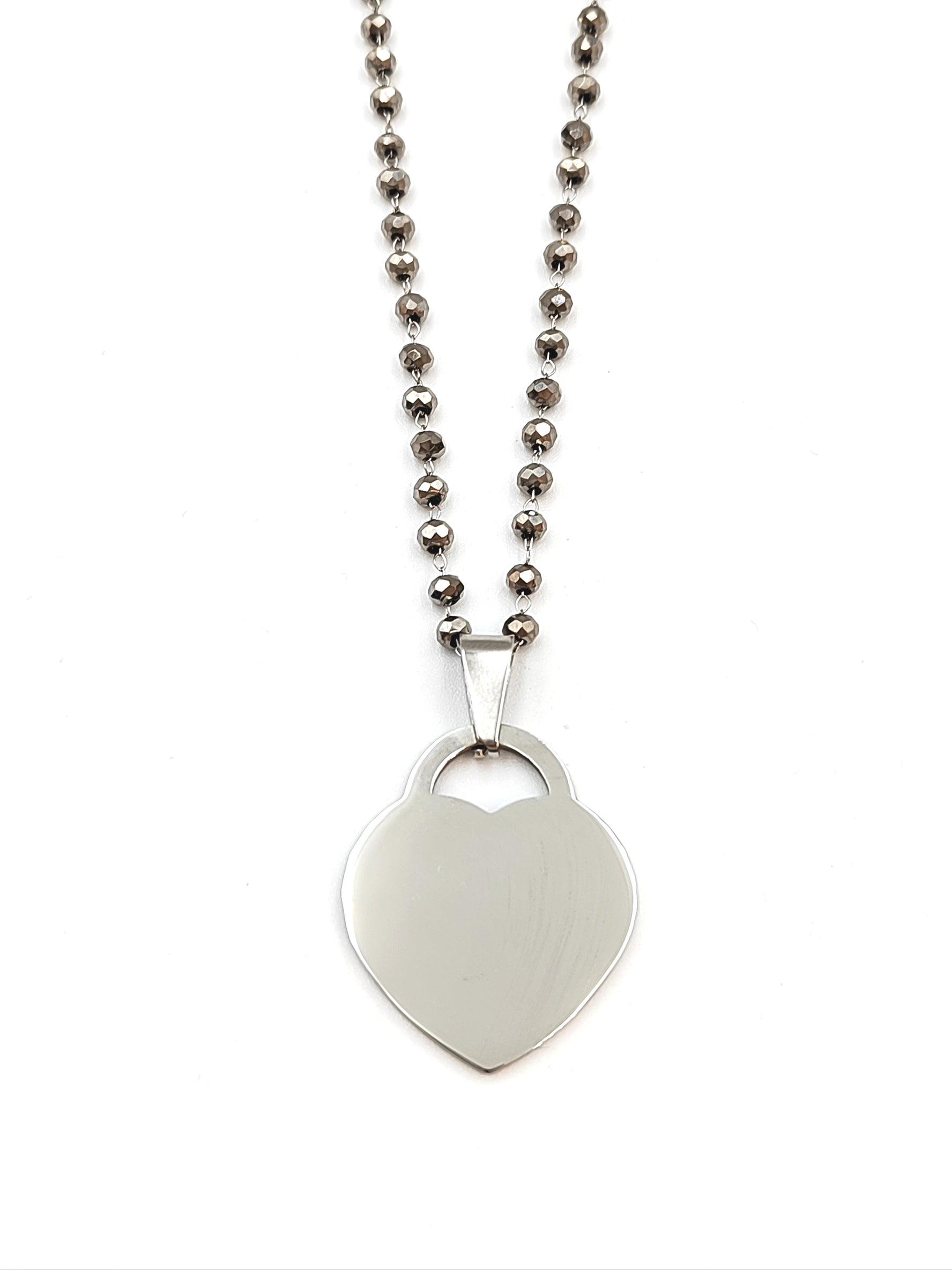 collana a cuore lucchetto cristalli grigi