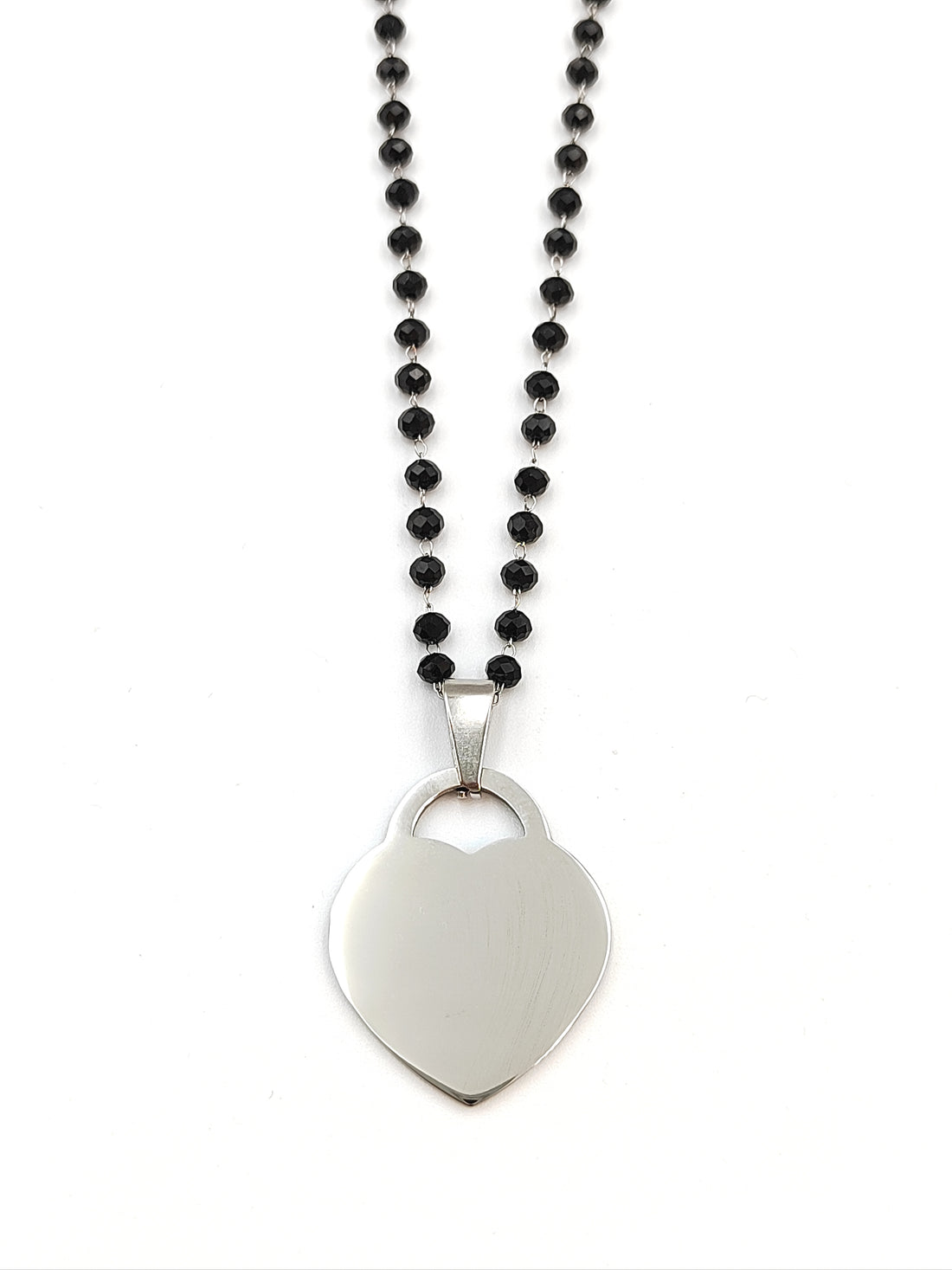 collana a cuore lucchetto cristalli neri