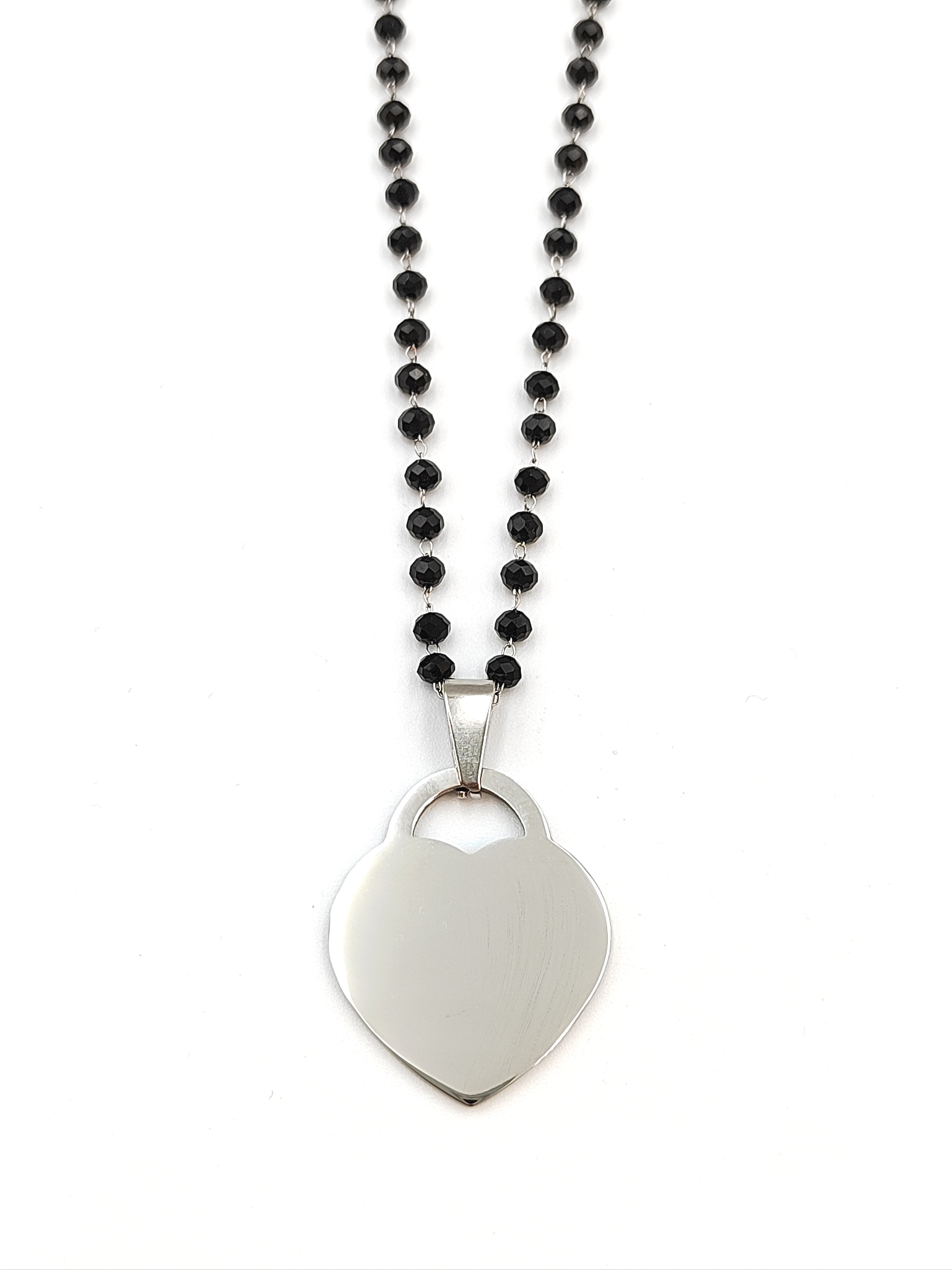 collana a cuore lucchetto cristalli neri