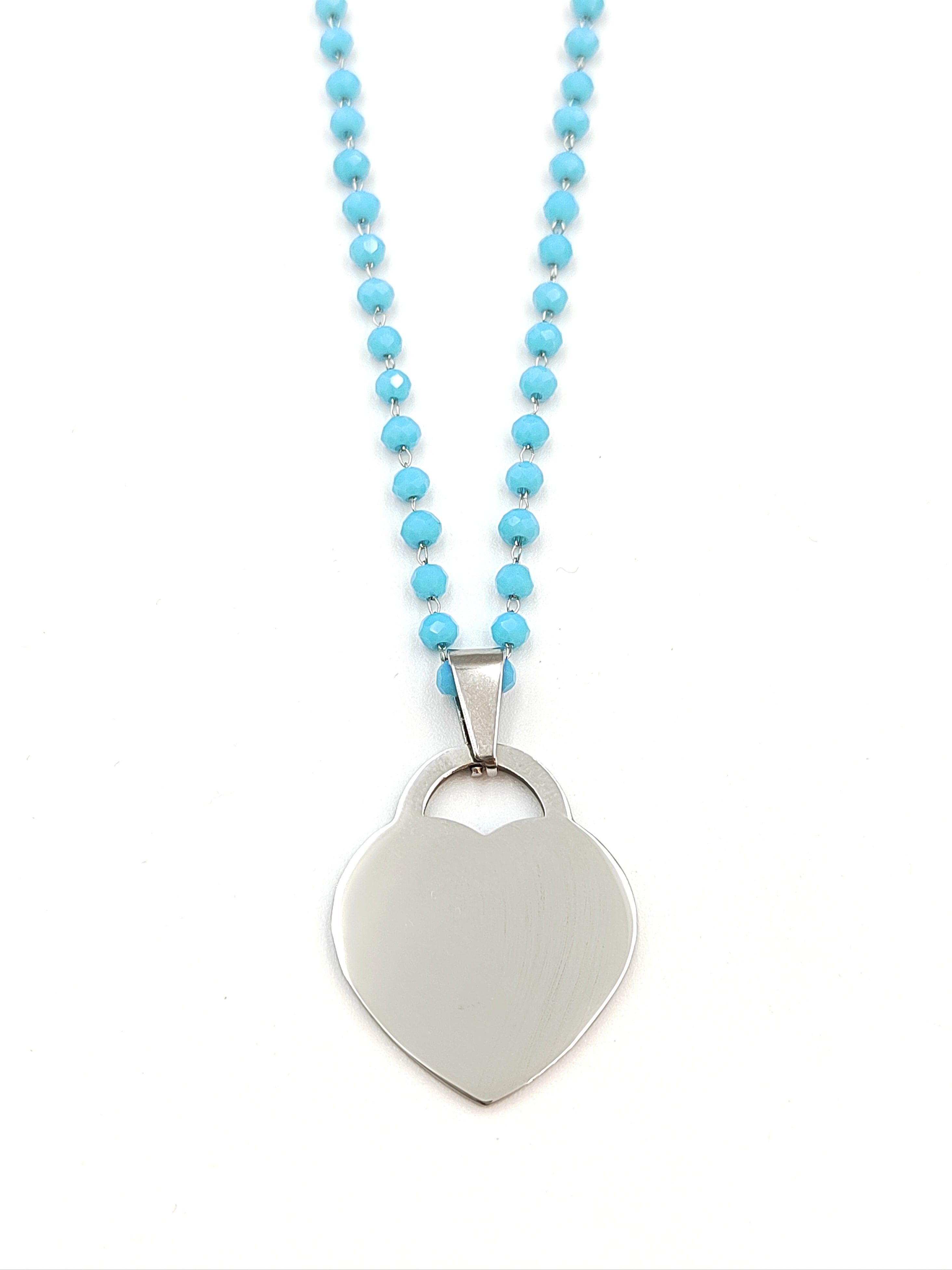 collana a cuore lucchetto cristalli azzurri
