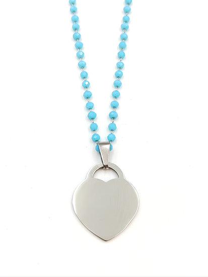 collana a cuore lucchetto cristalli azzurri