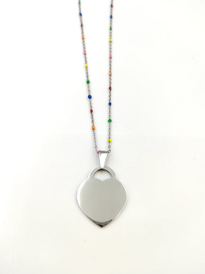collana cuore lucchetto punti multicolore