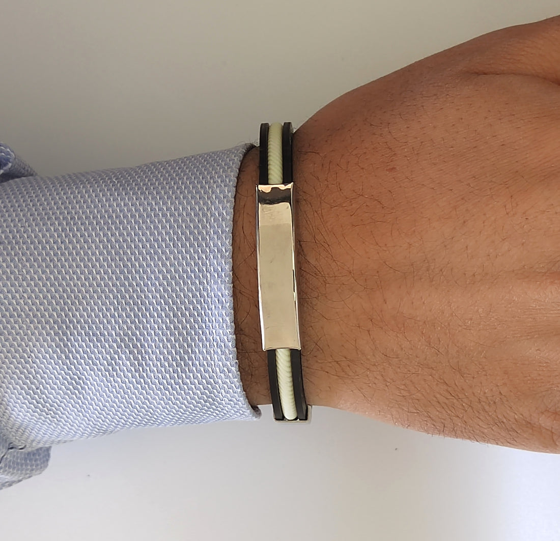 bracciale in acciaio e silicone bianco