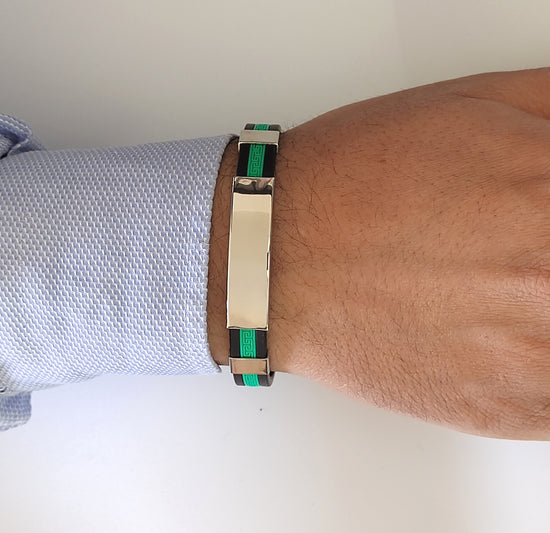 bracciale in acciaio e silicone verde