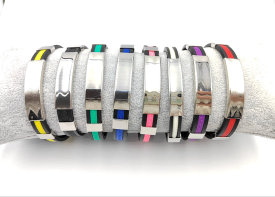 bracciali in acciaio e silicone multicolore