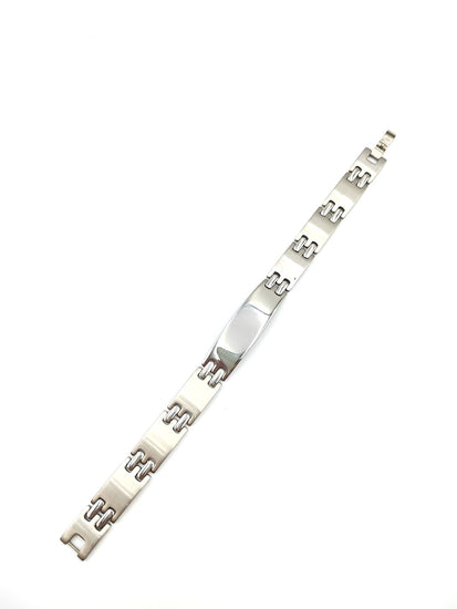 bracciale in acciaio con piastrina