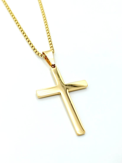 collana croce personalizzabile in acciaio gold